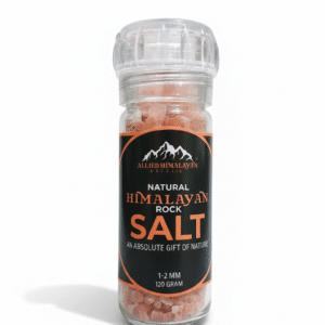 Allied Himalayan Pink Salt 120g | Glass Grinder | Coarse Crystals (1–2mm) | Adjustable Mill for Seasoning & Cooking